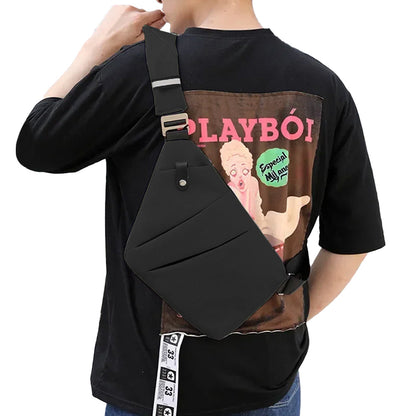 Men Anti-Theft Chest Pack Right Shoulder Sling Bag Travel Sports Crossbody Bag Black