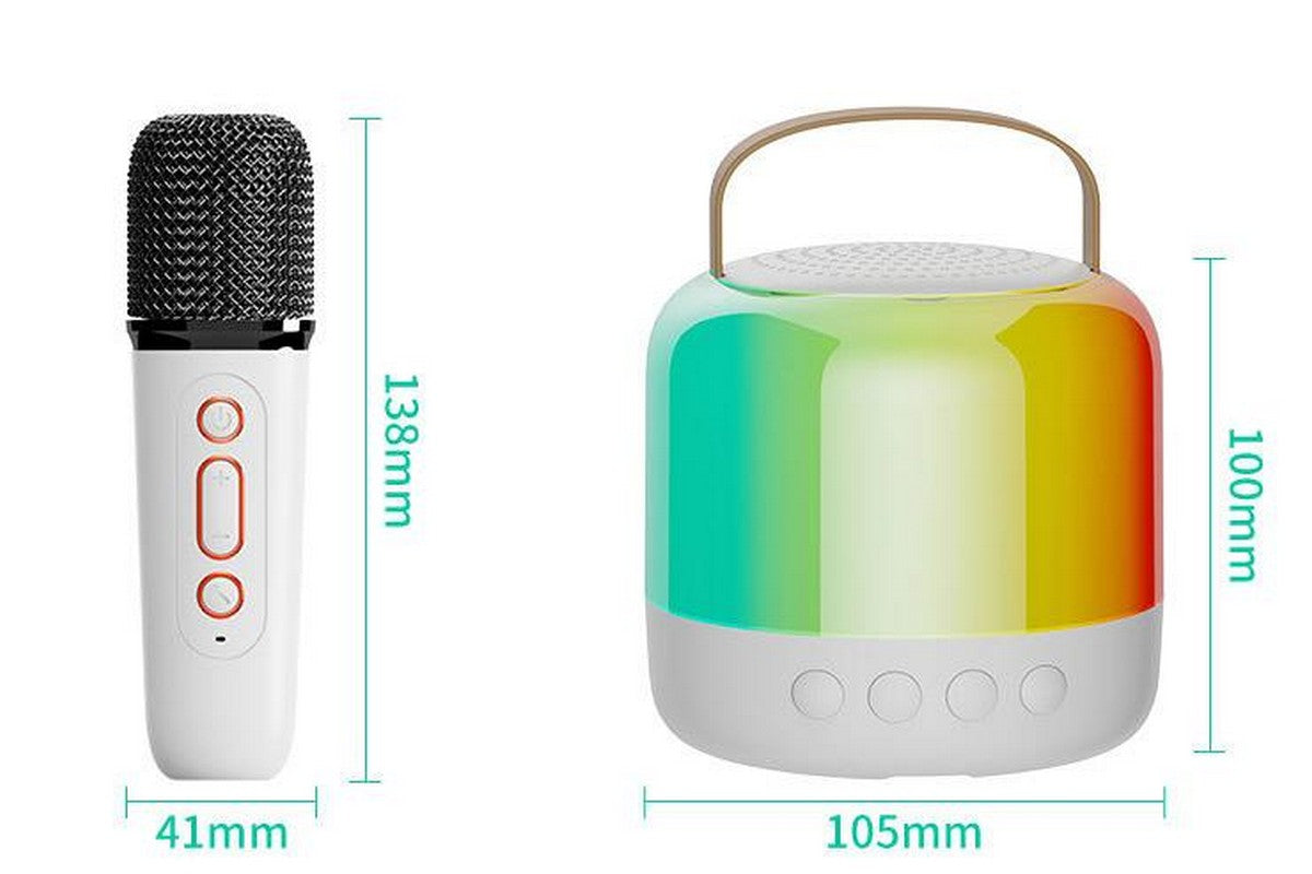 Mini Karaoke Machine for Adults Portable Bluetooth Speaker with 2 Wireless Microphones Christmas Birthday Holiday Toy Gifts-White