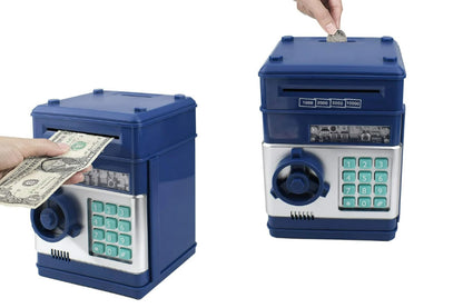 Electronic ATM Piggy Bank with Password Lock Money Coin Saving Box Toys for Little Ones Gifts -Blue
