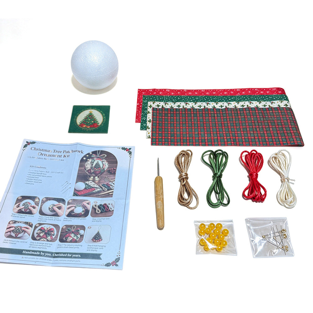 Adult Christmas Patchwork Ornament DIY Kit Xmas Fabric Ball Craft Set Christmas Tree