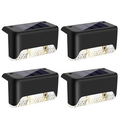 4Pcs LED Solar Fence and Step Lights -Warm Light