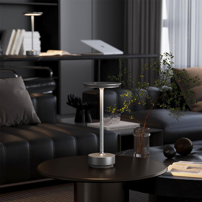 Retro Rechargeable Table Lamp with 3 Color Temperatures- Silver