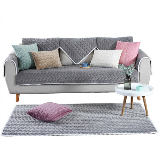 Thick Sofa Blanket Couch Cover Furniture Protector for Kids Children Dog Cat -Grey