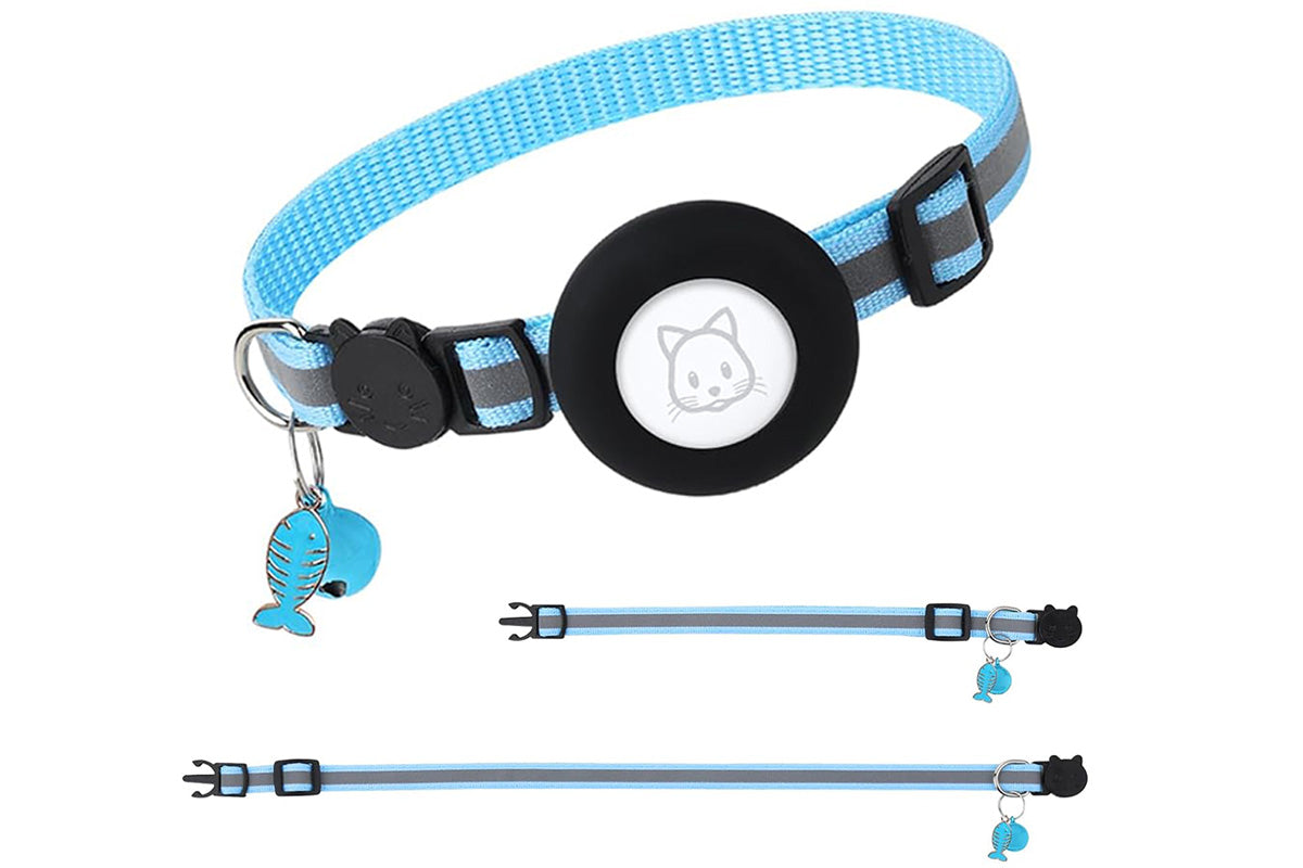 Adjustable Cat Collar Compatible with Apple Airtag - Sky Blue