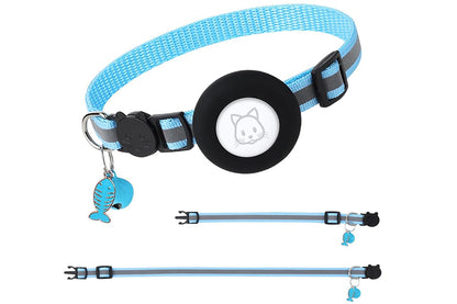 Adjustable Cat Collar Compatible with Apple Airtag - Sky Blue