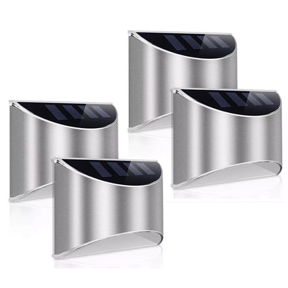 4Pcs Solar Wall Lamp Stainless Steel  Landscape Decorative Lights White
