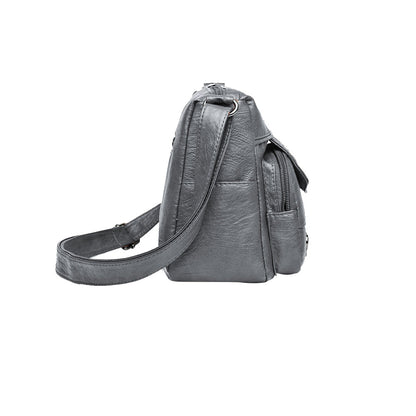 Crossbody Bag for Women Leather Messager Bag Large Capacity Shoulder Bag Gray