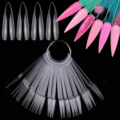 100 PCS Clear Nail Swatch Sticks -Almond