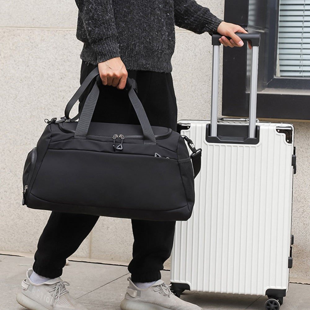 Gym Duffle Bag Travel Weekender Bag with Shoe Compartment Black