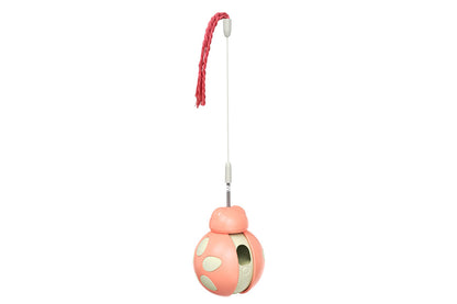 Interactive Cat Toys Tumbler Ladybug with Teaser Wand Cat Treat Dispenser Toy -Pink