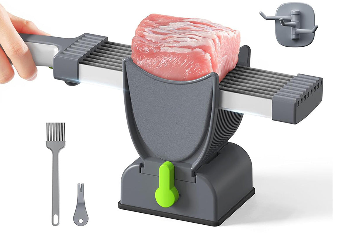 Manual Meat Slicer with Stainless Steel Blade for Beef Pork Mutton Hot Pot -Grey