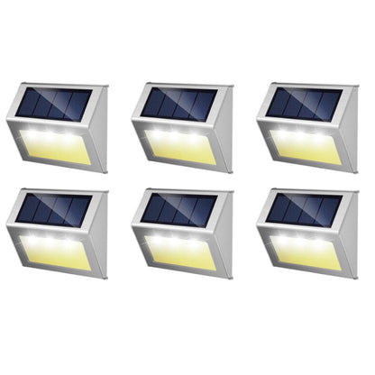 6Pcs Solar Wall Light Water Reistant Outside Lights for Garden Backyard Patio Step Warm Light