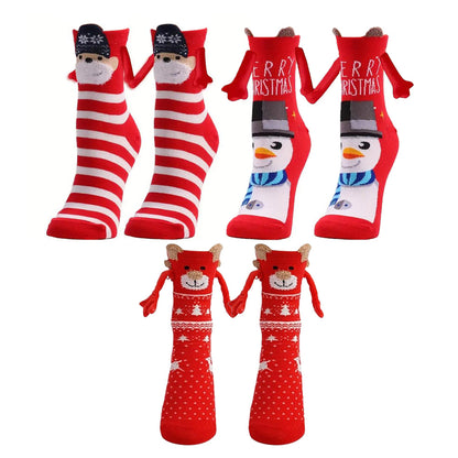 3 Pairs of Christmas Hands Holding Socks with Magnetic Hands for Couples Bestie Style 1