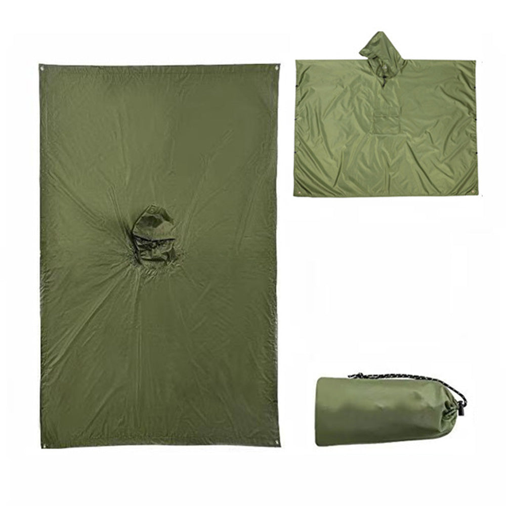 3 in 1 Portable Rain Poncho Waterproof Lightweight Emergency Raincoat with Pocket-Green