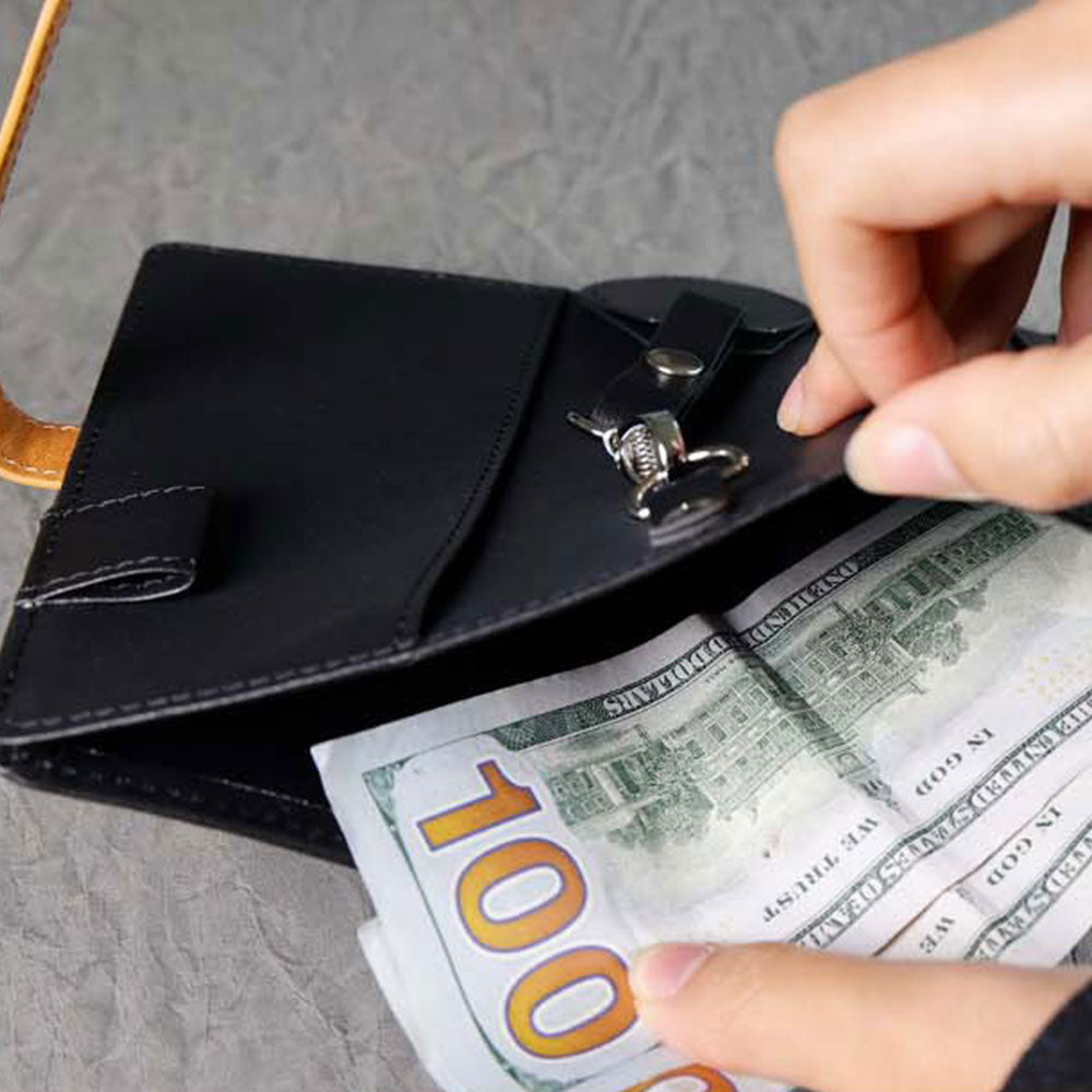 RFID Blocking Passport Wallet Travel Passport Card Case with Airtag Holder Black