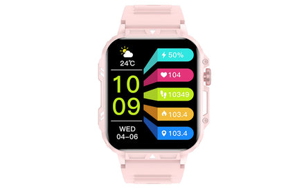 Military Smart Watch 1.95-Inch Fitness Tracker with Heart Rate Sleep Monitor 100 Sports Modes Activity Tracker-Pink