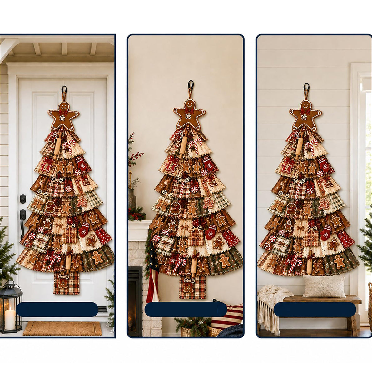 Christmas Tree Door Hanging Kit DIY Quilted Ornament - Red