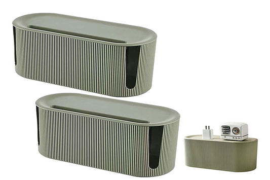 2Pcs Cable Storage Box Wire Management Case Power Plug Socket Organizer Box-Green
