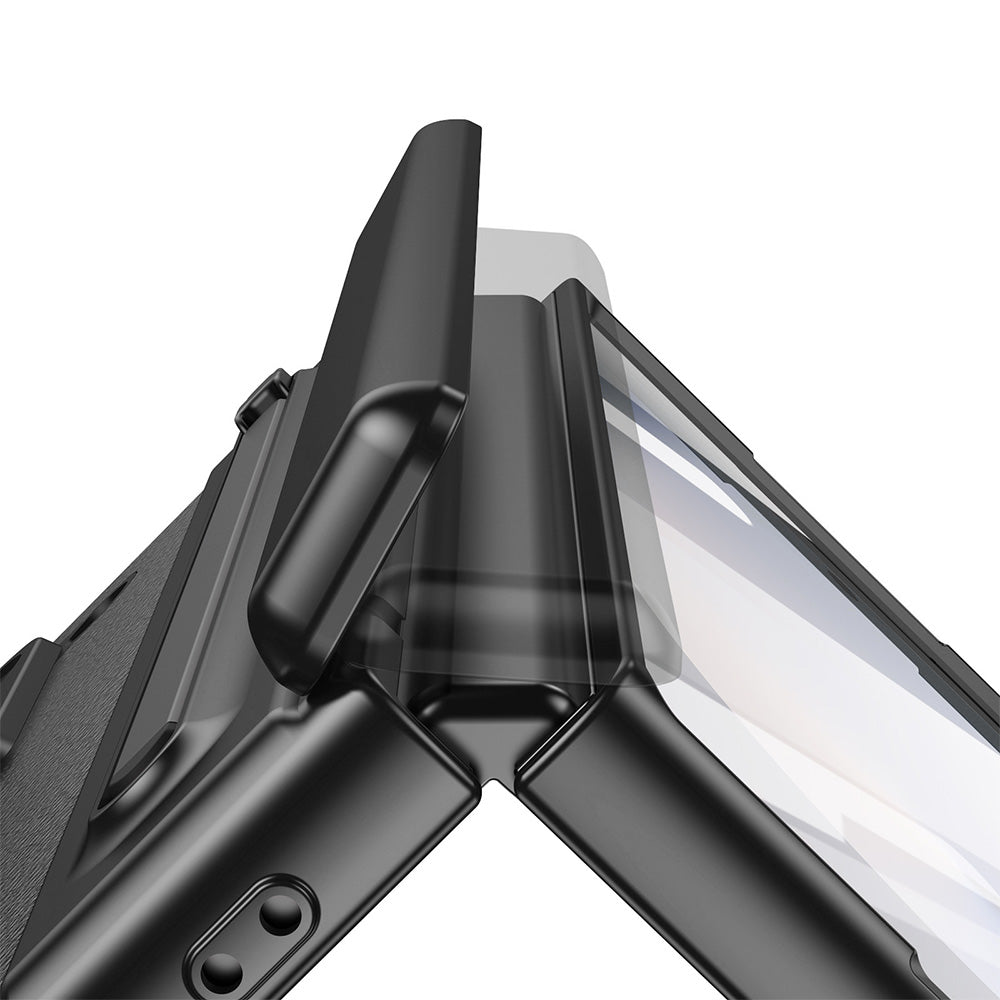 Phone Case for Samsung Z Fold 7 with Pen Holder Full Coverage Hinge Protection-Black