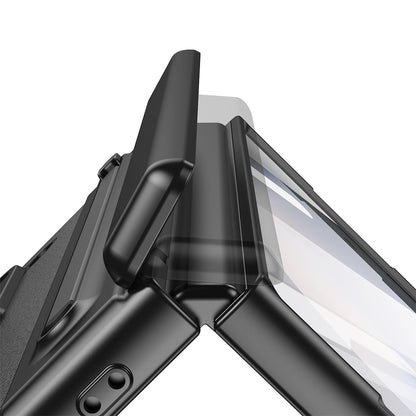 Phone Case for Samsung Z Fold 7 with Pen Holder Full Coverage Hinge Protection-Black
