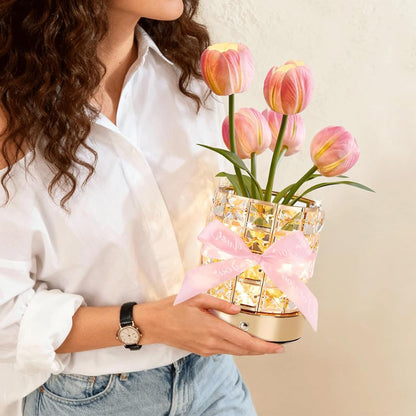 Tulip Flower Lamp Valentine¡¯s Day Gifts 3 Color Dimming Night Light -Pink
