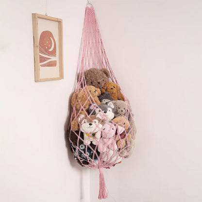 Stuffed Animal Storage Organizer Hammock Hanging Plush Toy Holder Pink