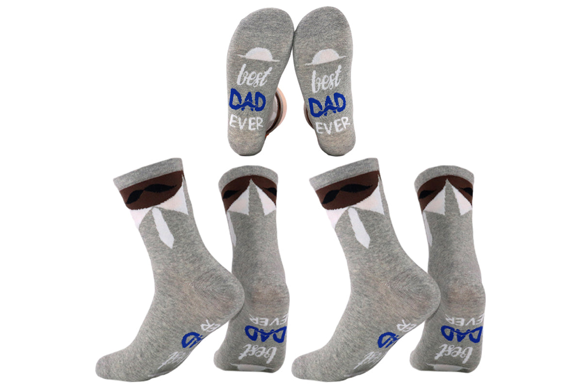 2Pcs Mens Dad Socks Fathers Day Gift For Dad Novelty Socks Breathable Soft Funny Socks-Grey