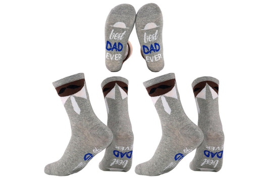 2Pcs Mens Dad Socks Fathers Day Gift For Dad Novelty Socks Breathable Soft Funny Socks-Grey