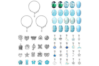 Pendant bracelet making kit includes a total of 63 pieces-Blue