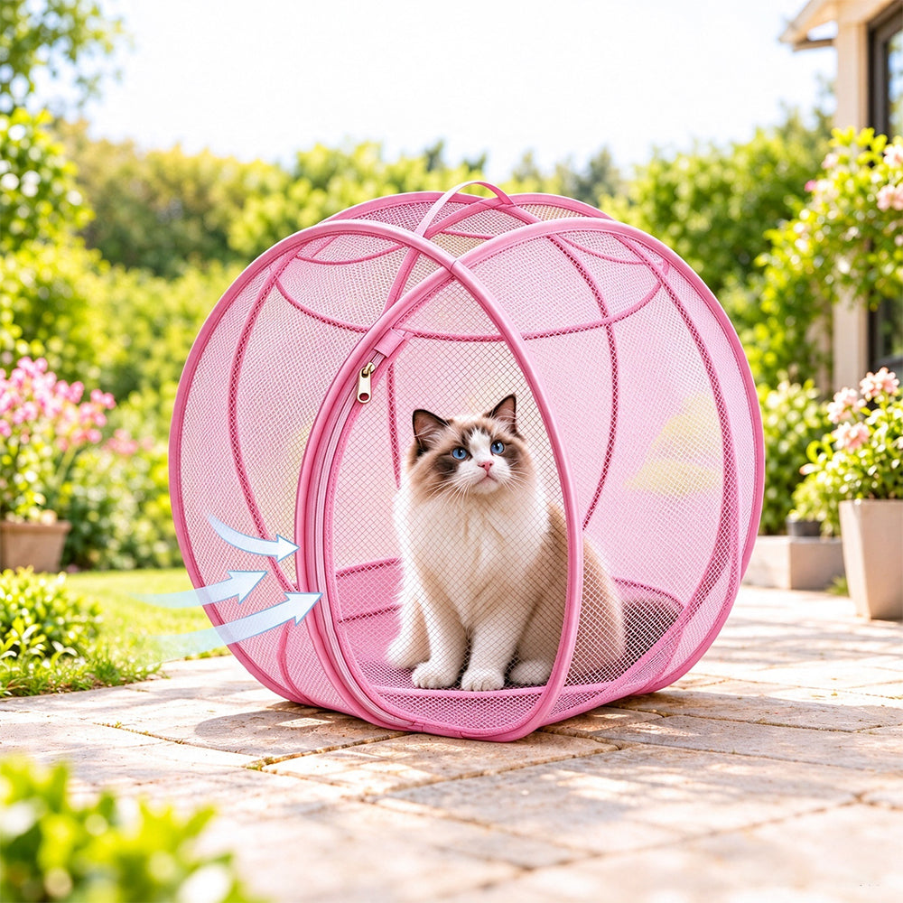 Cat Hamster Ball for Outside Rolling Cat Enclosure Pop Up Playpen - Pink