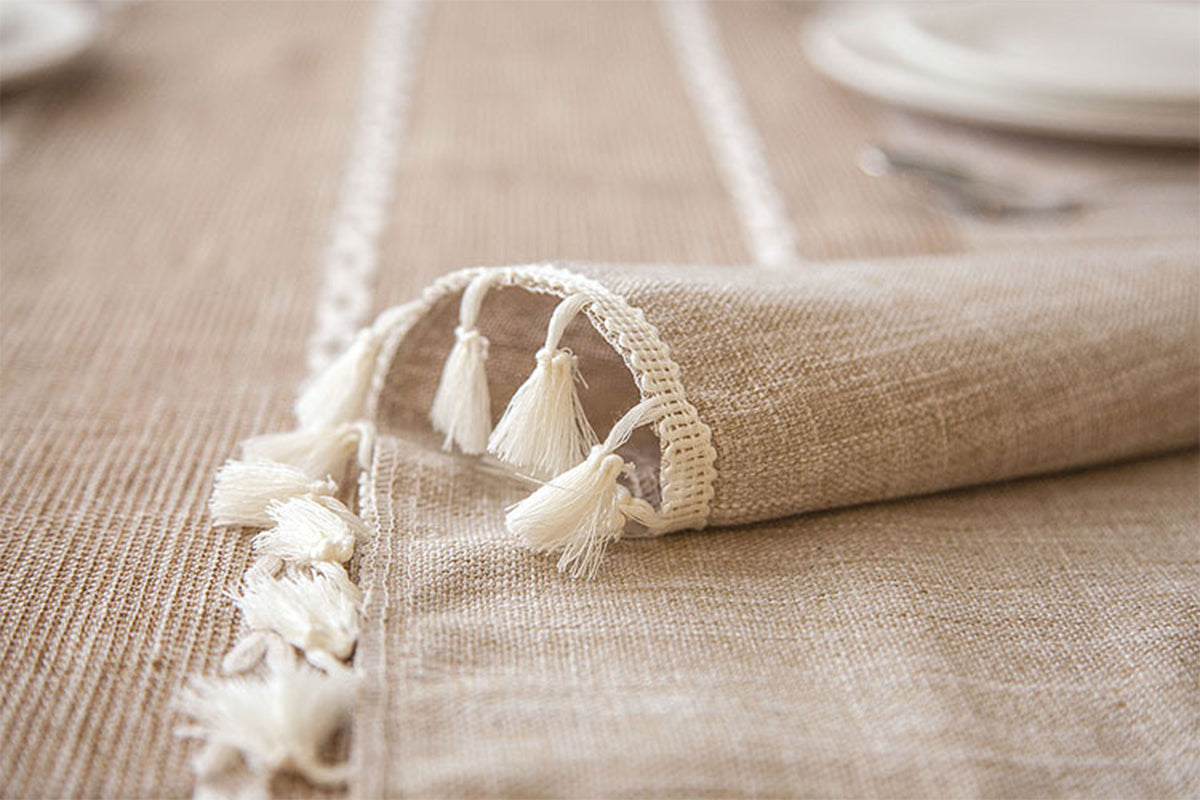 Square Linen Fabric Table Cloth-Washable With Dust-Proof Wrinkle Resistant Table Cover-Light Khaki