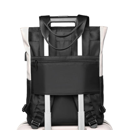 2-in-1 Laptop Tote Backpack Convertible Daypack with USB Charging Port for Work Travel Black