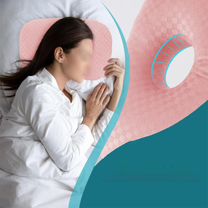 Ear Pillow for Side Sleepers with Hole-Pink