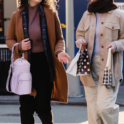 Multi-pocket Water Bottle Sleeve with Adjustable Strap Insulated Bottle Carrier Sling Bag for Walking Hiking Purple