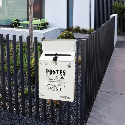 Locking Metal Mailbox Wall Mounted Key Lock Post Box Letter Box Beige