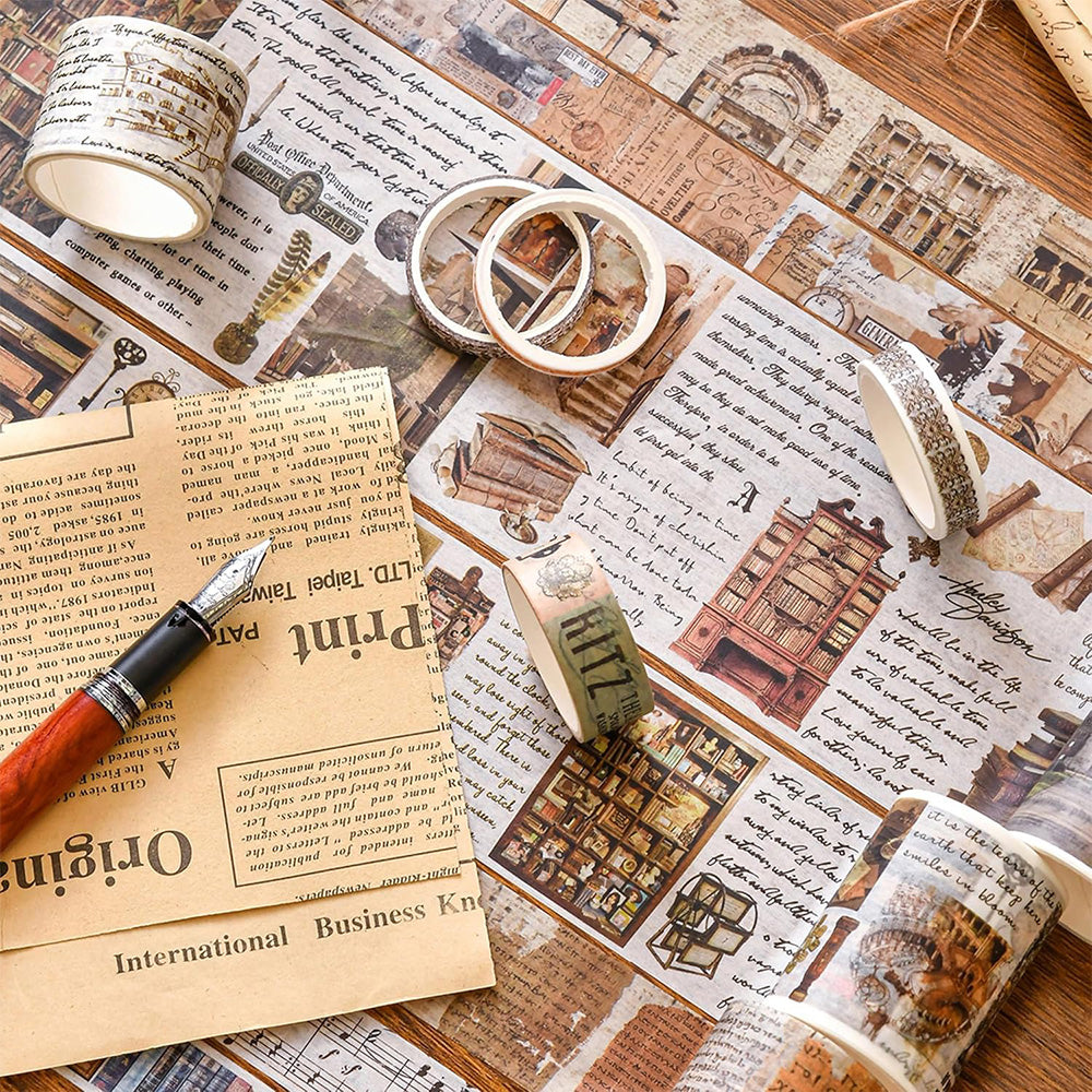 18 Rolls Vintage Washi Tape Set Writable Tapes for Scrapbooking Junk Journal supplies-Memory