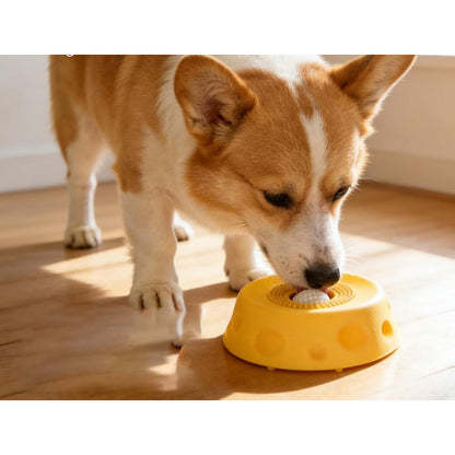 Dog Licking Bowl Slow Feeder Bowls for Yogurt Liquid Treat Interactive Dog Toys-Yellow