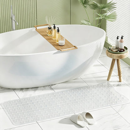 Bathtub Bubble Mat 100x40cm Non Slip Bath Mat with Drain Holes for Shower-White