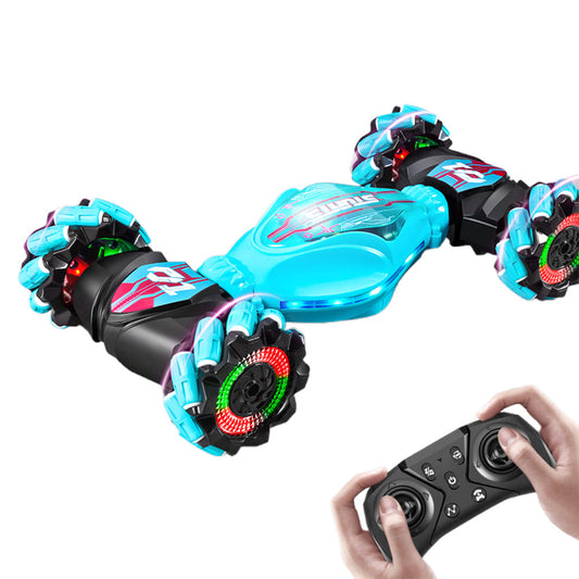 2.4GHz RC Stunt Car Toy with Light Music 4WD Off-Road Remote Control Twist Car Toy for Kids Xmas Birthday Green