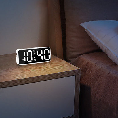 Small Digital Alarm Clock with 6 Dimmers and 5 Alarm Volumes for Bedrooms-White