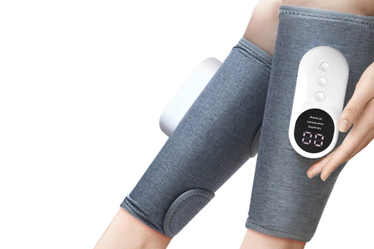 2Pcs Leg Massager Muscles Relax Heated Air Compression Foot Massage for Calf Blood Circulation-Grey