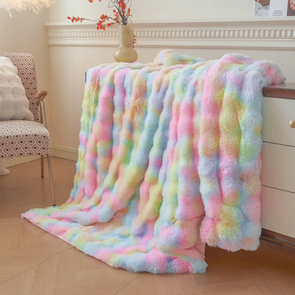 Bubble Tie Dye Throw Blanket Soft Cozy Microfiber Lightweight Warm for Couch-Mixed