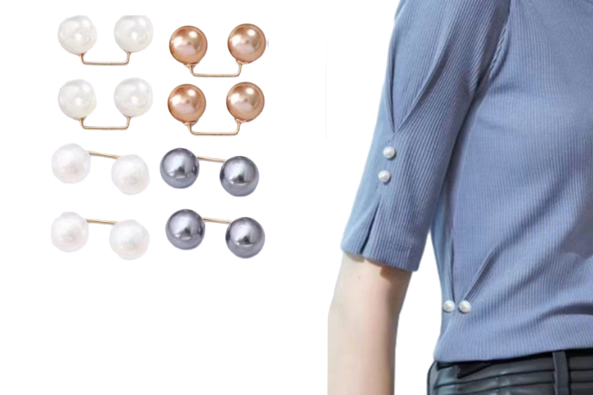 8Pcs Brooches Anti-Reveal Neckline Double Headed Artificial Pearl Curved Pin-ST2