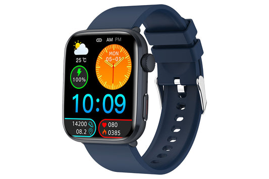 Smart Watch 1.85-Inch Fitness Watch with Heart Rate Noninvasive Blood Sugar Monitor HRV Detection Body Temperature SOS Call Activity Tracker-Blue