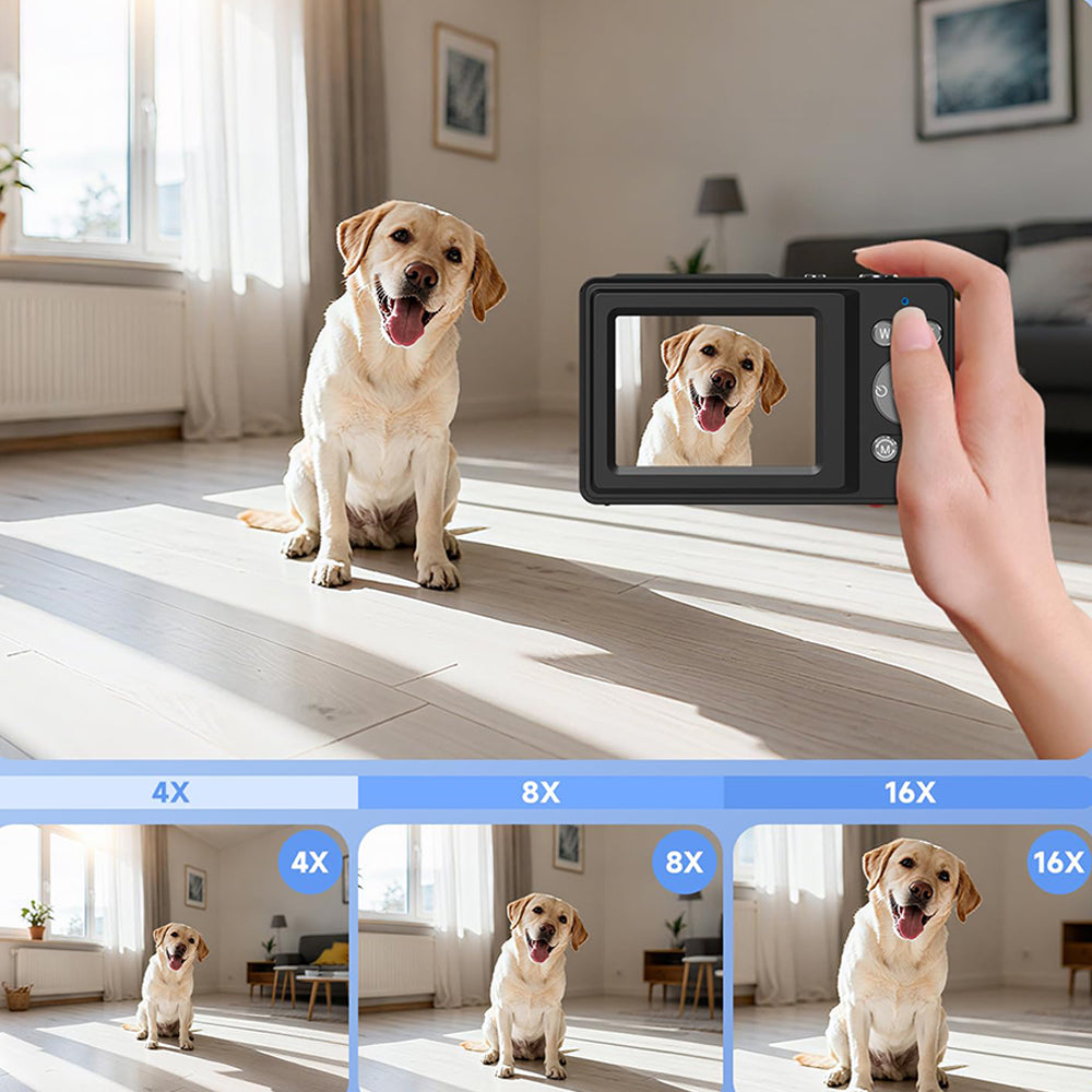 4K Digital Camera Dual Screen Selfie Camera for Vlogging - Black