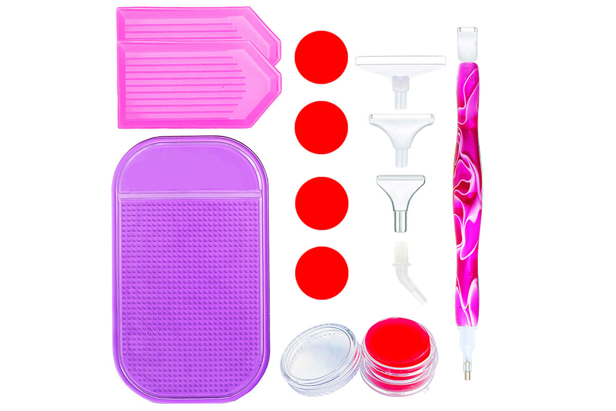 5D Diamond Painting Tools Set DIY Art Craft Pen Accessories Kit -Purple
