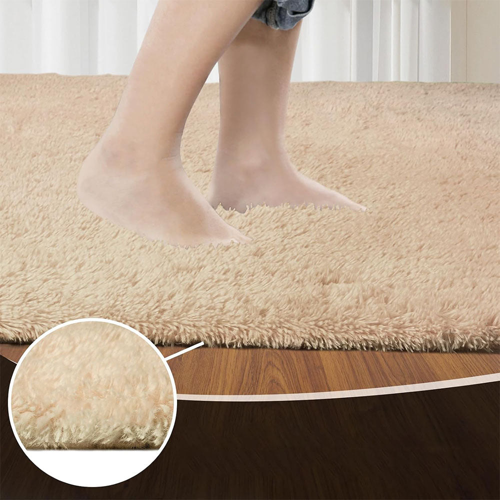 Tie Dye Plush Rug for Bedroom Living Room Dorm-Khaki