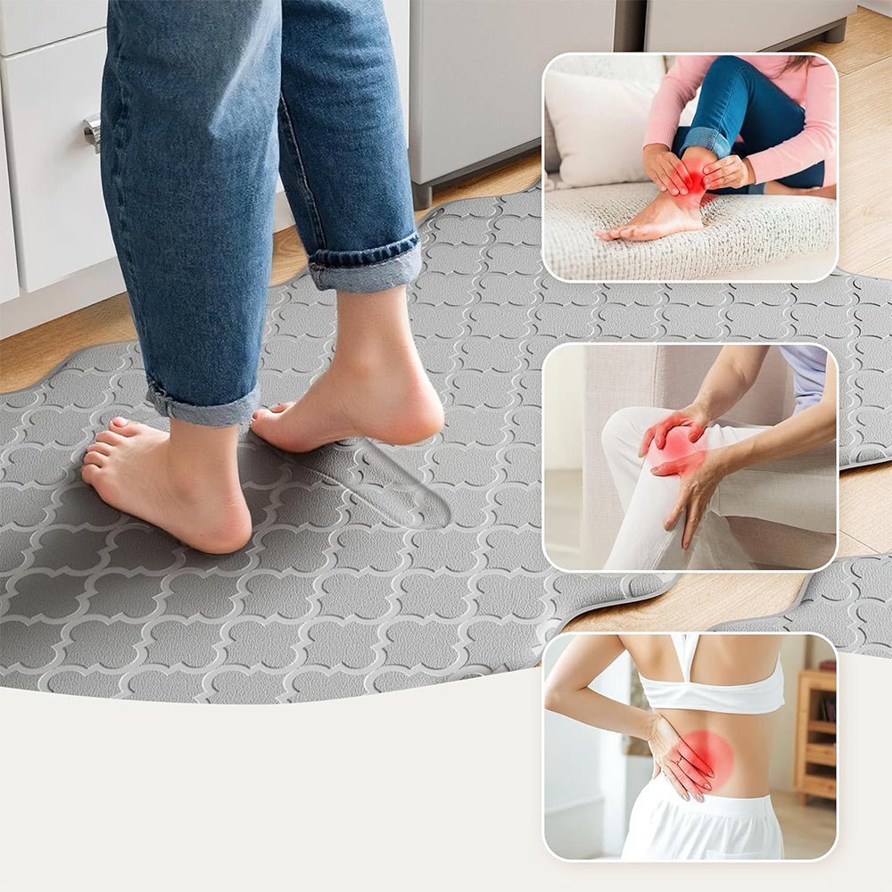 2Pcs PVC Kitchen Mat Set-Grey