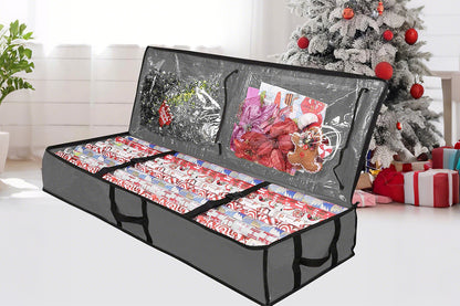 Wrapping Paper Storage Container Gift Wrap Organizer for Ribbon Accessories -Grey