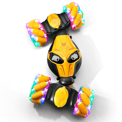 4WD Gesture Sensing RC Stunt Car with Drift Lights & Music Hand-Controlled Toy Yellow
